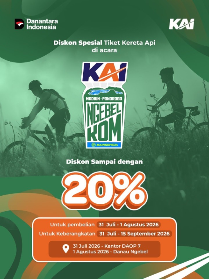 Dukung Event Ngebelkom, KAI Daop 7 Madiun Hadirkan Promo Tiket Kereta Api hingga 20 Persen