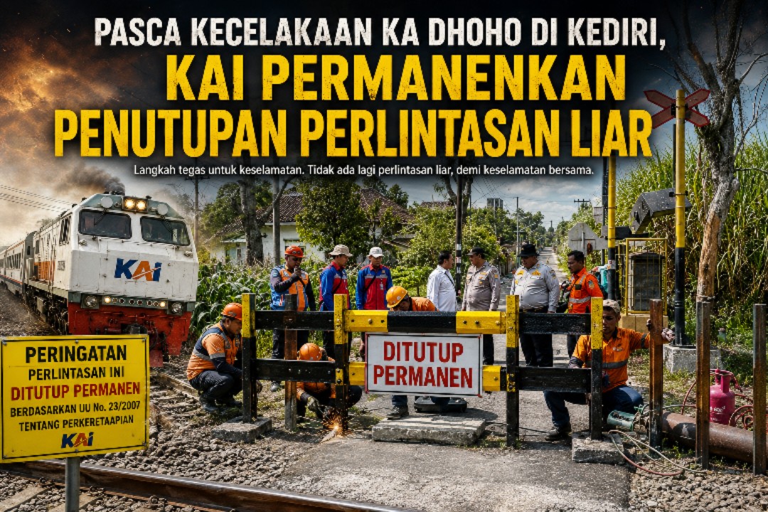 Pasca Kecelakaan KA Dhoho di Kediri, KAI Daop 7 Madiun Tutup Permanen Perlintasan Liar