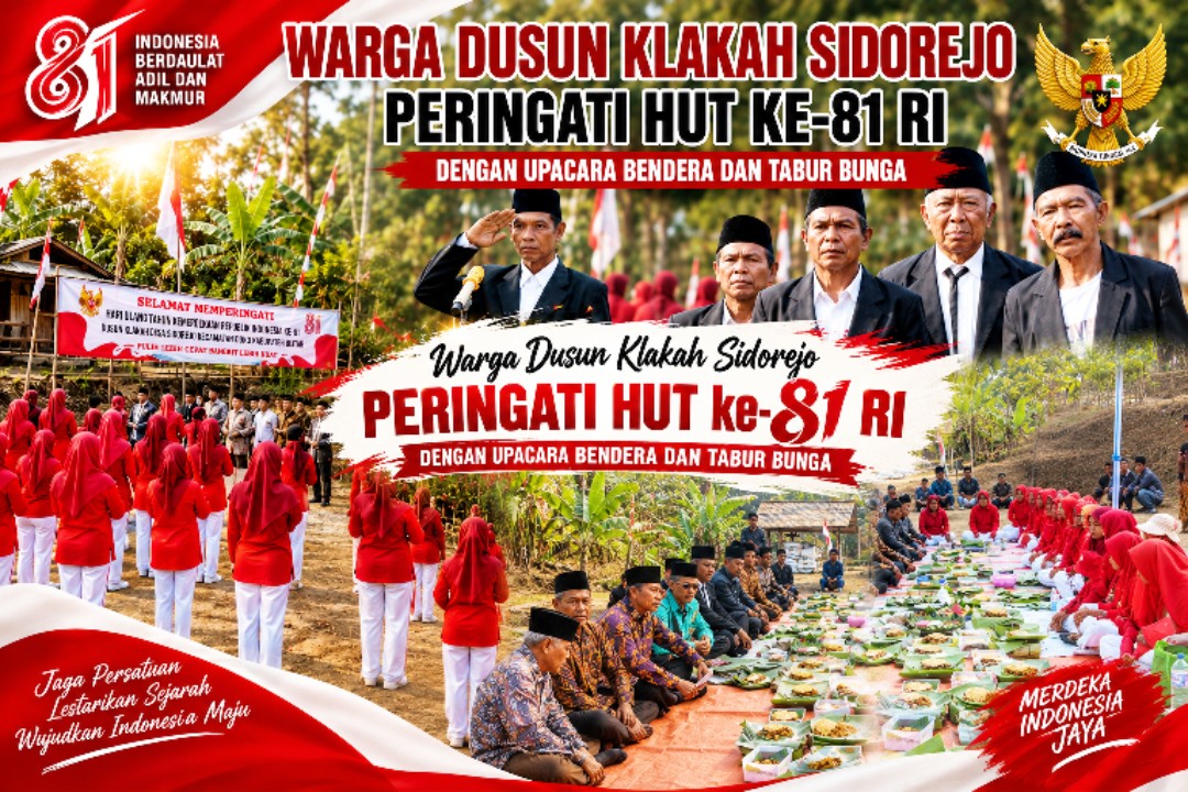 Warga Dusun Klakah Sidorejo Peringati HUT ke-81 RI dengan Upacara Bendera dan Tabur Bunga